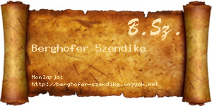 Berghofer Szendike névjegykártya